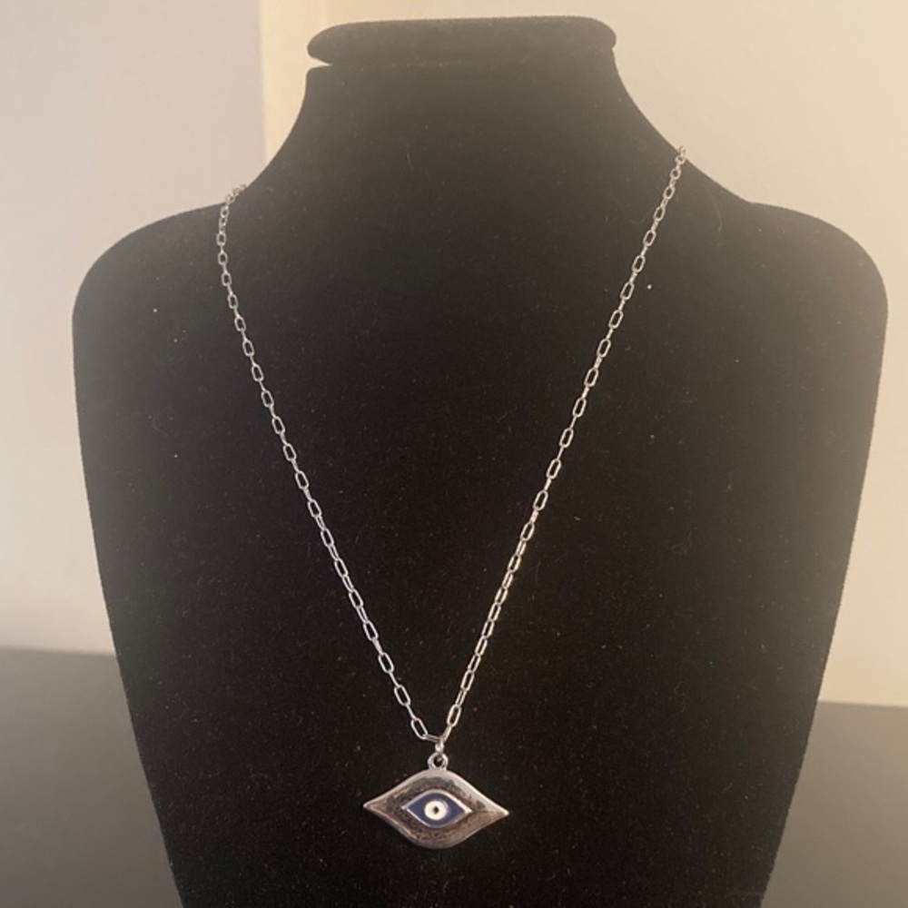 Silver Evil Eye Pendant Necklace